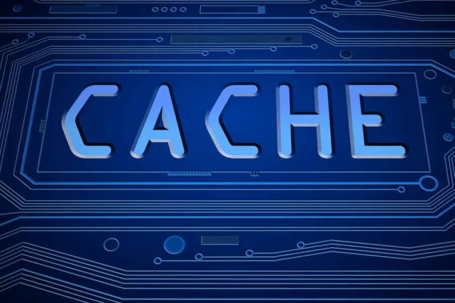 Cache - schematică circuitelor electronice pe fond albastru digital