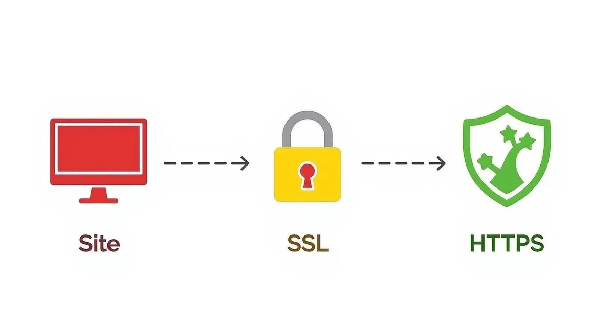 Diagramă ilustrând procesul de securizare a unui site web prin certificat SSL pentru obținerea protocolului HTTPS