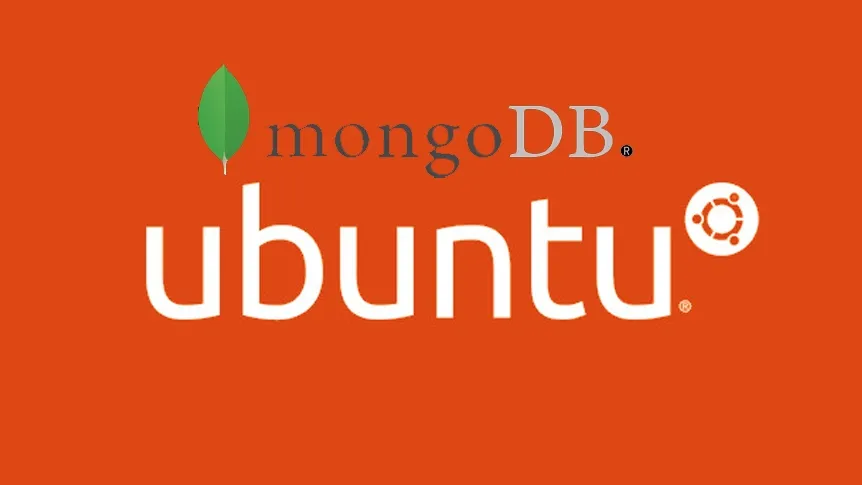 MongoDB și Ubuntu logo pe fundal portocaliu